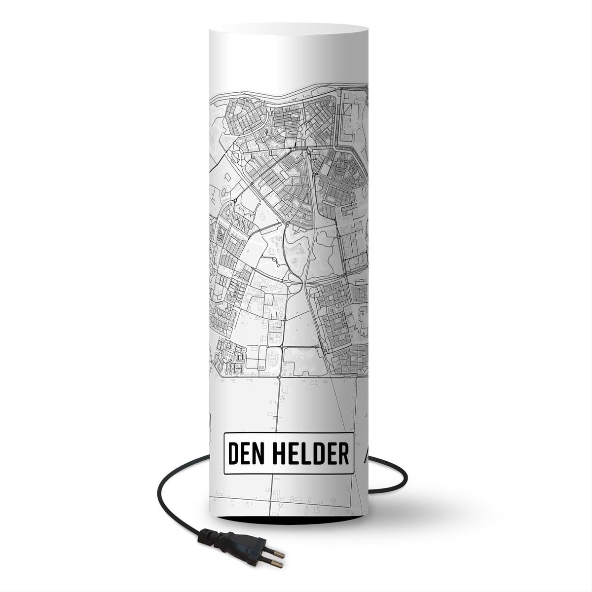 Lamp - Nachtlampje - Tafellamp slaapkamer - Stadskaart Den Helder - 50 cm hoog - Ø15.9 cm - Inclusief LED lamp - Plattegrond