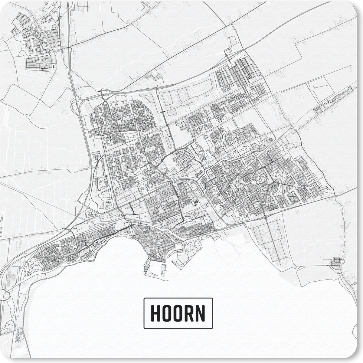 Muismat 20x20 cm - Mousepad Stadskaart Hoorn - Muismatten