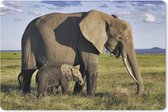 Muismat - Mousepad - Moeder en baby olifant door de savanne - 27x18 cm