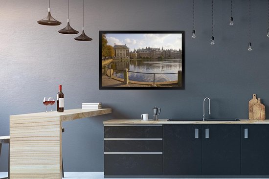 Photo encadrée - Etang devant le Binnenhof à La Haye Cadre photo 90x60 cm - Affiche encadrée (Décoration murale salon / chambre)