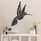 Wanddecoratie - Kolibrie - Vogel - Dieren - Muziek - Hout - Wall Art - Muurdecoratie - Woonkamer - Zwart - 69 x 59 cm