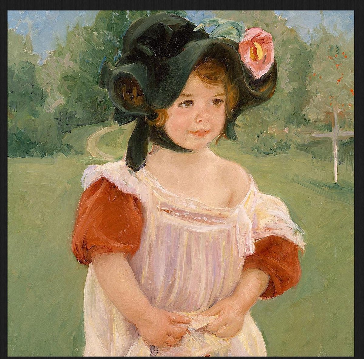 Schilderij - potret - kunstschilder - Mary Cassatt - Collectie ART Facsimile - Forex met zwarte lijst - 74x74cm