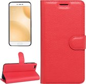 Voor xiaomi mi 5c litchi textuur horizontale flip lederen tas met magnetische gesp & houder & kaartsleuven & portemonnee (rood)
