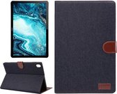 Dibase Denim Texture Horizontal Flip PC + PU lederen tas met houder & kaartsleuven & slaap- / wekfunctie voor Huawei MediaPad M6 10.8 (zwart)