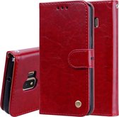 Business Style Oil Wax Texture Horizontal Flip Leather Case voor Galaxy J2 Core, met houder & kaartsleuven & portemonnee (rood)