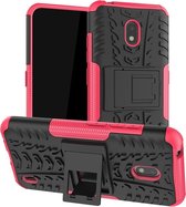 Voor Nokia 2.2 Tire Texture TPU + PC Shockproof Case met houder (roze)