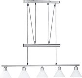LED Hanglamp - Hangverlichting - Iona Stomun - E14 Fitting - 5-lichts - Rechthoek - Mat Nikkel - Aluminium