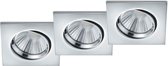 LED Spot 3 Pack - Inbouwspot - Iona Paniro - Vierkant 5W - Dimbaar - Warm Wit 3000K - Mat Chroom - Aluminium - 80mm