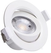 LED Spot - Inbouwspot - Igory Nilona - 7W - Helder/Koud Wit 6500K - Rond - Kantelbaar - Mat Wit - Aluminium