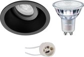 PHILIPS - LED Spot Set - MASTER 927 36D VLE - Prima Zano Pro - GU10 Fitting - DimTone Dimbaar - Inbouw Rond - Mat Zwart - 4.9W - Warm Wit 2200K-2700K - Kantelbaar - Ø93mm