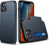 iPhone XS MAX Back Cover Hoesje - Pasjeshouder - Shockproof - TPU - Hardcase - Apple iPhone XS MAX - Marineblauw