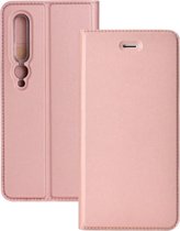 Voor Xiaomi Mi 10 5G ultradunne gewone magnetische TPU + PU lederen tas met houder en kaartsleuf (rose goud)