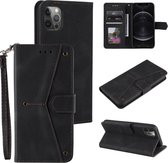 Stiksels Kalfsstructuur Horizontale Flip Leren Case met Houder & Kaartsleuven & Portemonnee Voor iPhone 12/12 Pro (Zwart)
