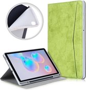 Voor Samsung Galaxy Tab S6 Lite P610 / P615 Marmeren Doek Textuur TPU Horizontale Flip Leren Case met Houder & Card Slot & Pen Slot (Groen)