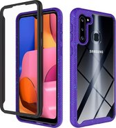 Voor Samsung Galaxy A21 schokbestendige sterrenhemel PC + TPU beschermhoes (paars)