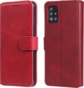 Voor Samsung Galaxy A51 5G klassieke kalfsstructuur PU + TPU horizontale flip lederen tas, met houder & kaartsleuven en portemonnee (rood)