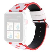 Fashion Wave Dot-serie lederen vervangende horlogebanden voor Apple Watch Series 6 & SE & 5 & 4 44 mm / 3 & 2 & 1 42 mm (rode golfstippen op wit)