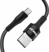 ENKAY ENK-CB102 Nylon weven USB naar Type-C oplaadkabel voor gegevensoverdracht (zwart)