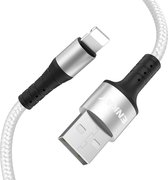 ENKAY ENK-CB202 Nylon weven USB naar 8-pins oplaadkabel voor gegevensoverdracht (zilver)