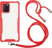 Voor OPPO Reno4 Pro acryl + kleur TPU schokbestendig hoesje met nekkoord (rood)