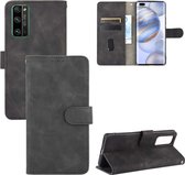 Voor Huawei Honor 30 Pro Effen Kleur Huid Voel Magnetische Gesp Horizontale Flip Kalf Textuur PU Lederen Case met Houder & Kaartsleuven & Portemonnee (Zwart)