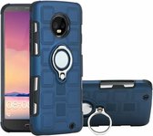 Voor Motorola Moto G6 Plus 2 in 1 Cube PC + TPU beschermhoes met 360 graden draaien zilveren ringhouder (marineblauw)