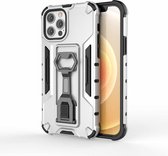 Peacock Style PC + TPU beschermhoes met flesopener voor iPhone 12/12 Pro (zilver)