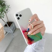 Dubbelzijdige film IMD schokbestendige TPU-beschermhoes met ringhouder voor iPhone 11 Pro Max (paarse lotus)
