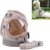 Reflecterend en ademend vest Trekkabel Borstriem voor huisdieren, maat: XL (roze raster)