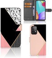 GSM Hoesje Samsung Galaxy A52 Bookcase Black Pink Shapes