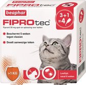 Beaphar fiprotec kat tegen vlooien & teken - 3+1 pipet >1 kg en 8 weken - 1 stuks