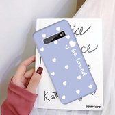 Voor Galaxy S10 + Smiling Love Heart Pattern Frosted TPU beschermhoes (lichtpaars)