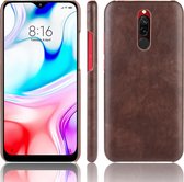 Voor Xiaomi Redmi 8 schokbestendige Litchi Texture PC + PU-behuizing (bruin)