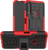 Voor Huawei Honor 9X Pro Tire Texture Shockproof TPU + PC beschermhoes met houder (rood)