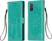 Voor Galaxy A71 Dream Catcher afdrukken Horizontale flip lederen tas met houder & kaartsleuven & portemonnee & lanyard (groen)