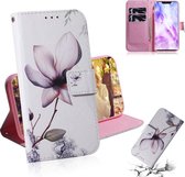 Magnolia Flower Pattern Gekleurde tekening Horizontale Flip Leather Case voor Huawei Nova 3, met houder & kaartsleuven & portemonnee