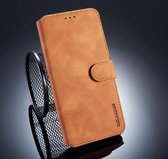 DG.MING Retro Oil Side Horizontal Flip Case voor Galaxy A9 (2018), met houder & kaartsleuven & portemonnee (bruin)