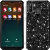 Glittery poeder schokbestendig TPU-hoesje voor Galaxy A40 (zwart)