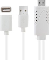 USB Male + USB 2.0 Vrouw naar HDMI Telefoon naar HDTV Adapterkabel, voor iPhone / Galaxy / Huawei / Geschikt voor Xiaomi / LG / LeTV / Google en andere slimme telefoons (wit)