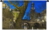 Wandkleed Utrecht - Heldere avond in de Nederlandse stad Utrecht Wandkleed katoen 90x60 cm - Wandtapijt met foto