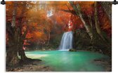 Wandkleed - Wanddoek - Herfst - Waterval - Bos - 120x80 cm - Wandtapijt