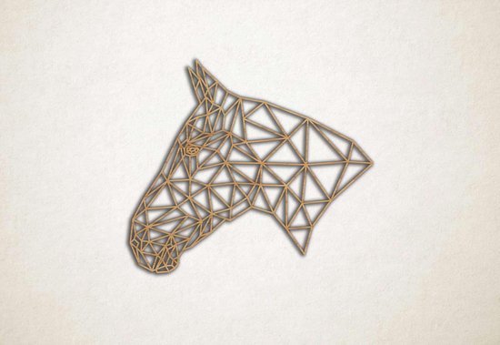 Line Art - Paard 3 - M - 60x70cm - Eiken - geometrische wanddecoratie