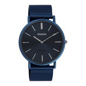 OOZOO Vintage series - Nacht blauwe horloge met nacht blauwe metal mesh armband - C20015 - Ø44