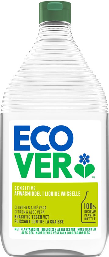 Ecover Afwasmiddel - Voordeelverpakking 8 x 950 ml - Plantaardig & Biologisch afbreekbaar - Fles van gerecycled plastic - Citroen & aloë vera geur