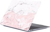 Case geschikt voor Apple MacBook Air 13 (2018-2020) - Mobigear - Marble Serie - Hardcover - Wit / Roze - Geschikt voor Apple MacBook Air 13 (2018-2020) Cover