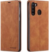 Voor Samsung Galaxy A21 Forwenw Dream Series Oil Edge Strong Magnetism Horizontal Flip Leather Case met houder & kaartsleuven & Wallet & Photo Frame (bruin)