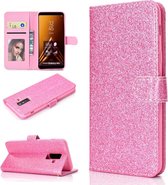 Voor Samsung Galaxy A6 + (2018) Glitterpoeder Horizontaal Flip Leren Hoesje met Kaartsleuven & Houder & Fotolijst & Portemonnee (Roze)