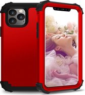 Voor iPhone 11 Pro Max PC + Silicone Driedelige anti-drop mobiele telefoon beschermende Bback Cover (rood)