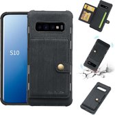 Voor Galaxy S10 Brushed Texture Shockproof PU + TPU Case, met kaartsleuven & portemonnee en fotolijst (zwart)