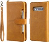 Voor Galaxy S10 + multifunctionele afneembare magnetische horizontale flip lederen tas met kaartsleuven en houder en portemonnee en fotolijst (bruin)